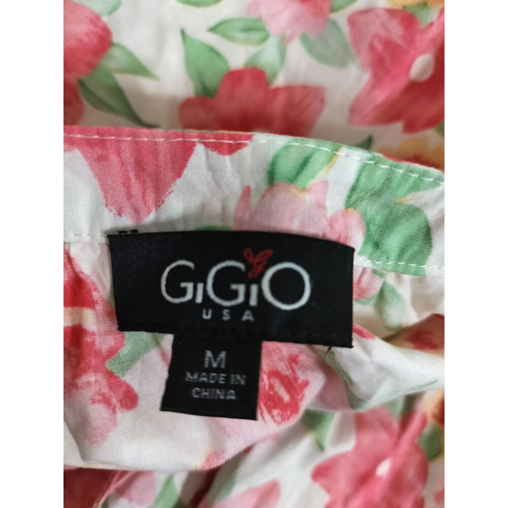 5273) Gigio USA Pastel Cotton Floral Tiered Babydoll Puff Sleeves Dress Medium - Picture 9 of 11